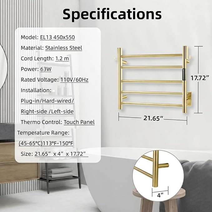P&Dlusir Towel Warmer, Heated Towel Rack - Image 7