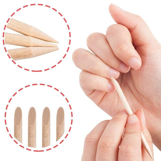 Nail Art Orange Wood Sticks, AMOSTBY 50PCS Multi Functional Cuticle Pusher - Image 3