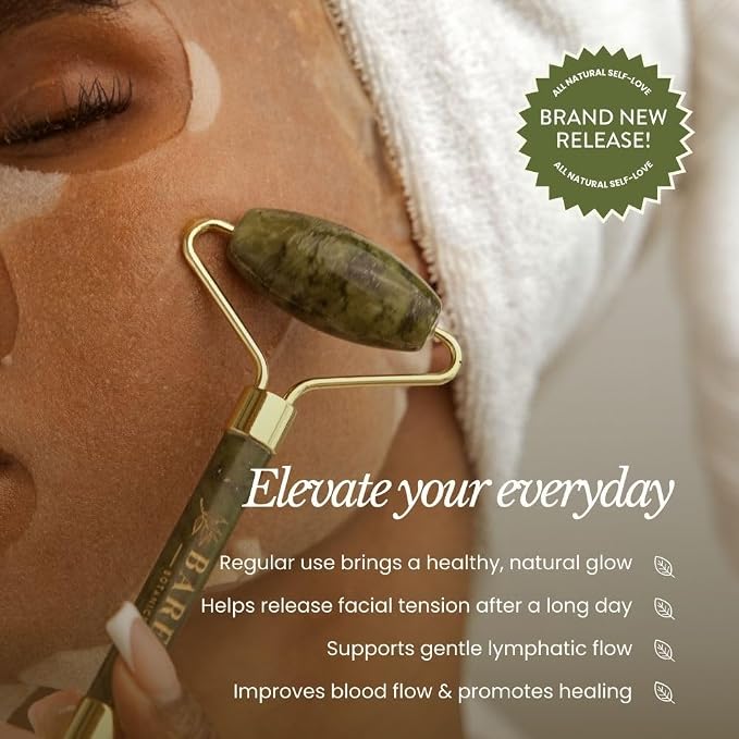 BARE BOTANICS Jade Gua Sha & Face Roller Set | Authentic Jade Facial Tools - Image 3