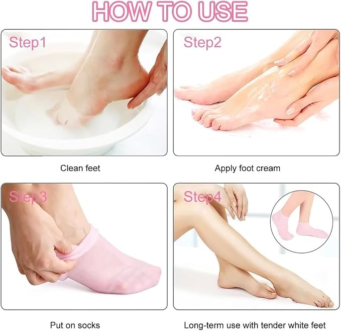 4 Pairs Silicone Moisturizing Glove Socks Set - Image 5