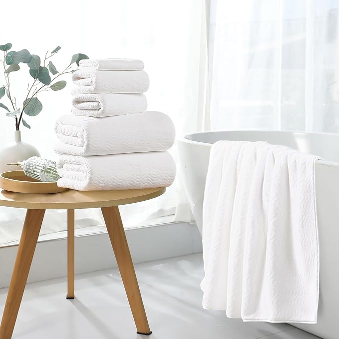 4 Piece Extra Large Bath Towel 35"x70" Oversized Bath Sheet White Bath Towel Set - Image 4