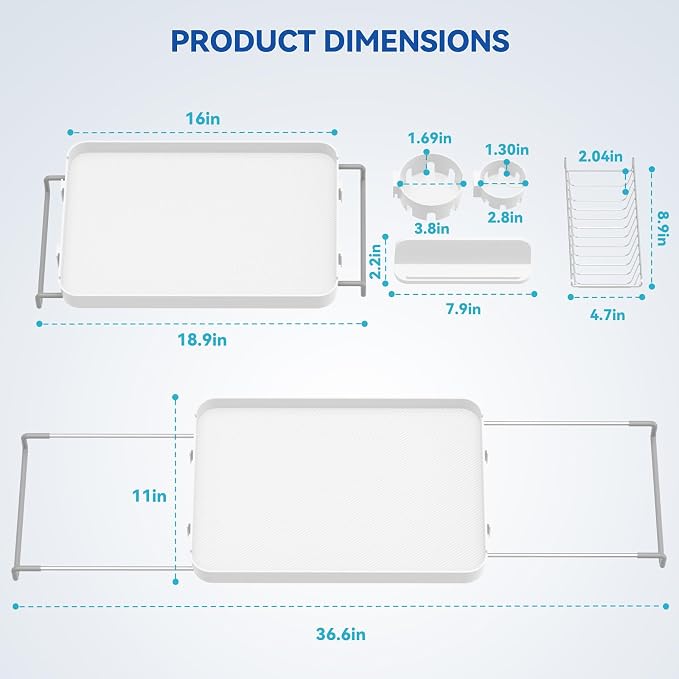 Bathtub Tray for Large Soaking Tub Table Tray Expandable Tub Shelf for Bathtub - Image 8