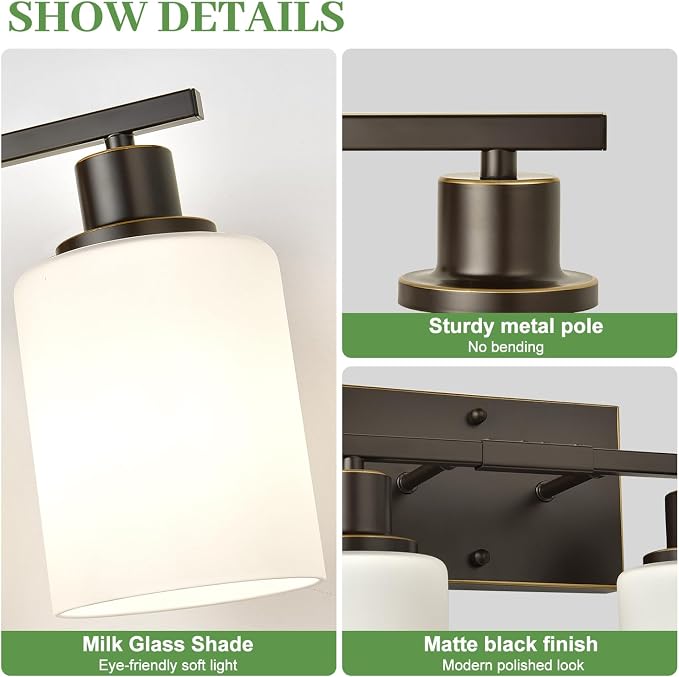 MOKATNG 4-Light Bathroom Light Fixtures, Vanity Light - Image 3