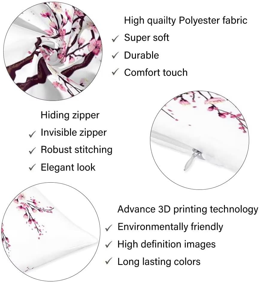 Cherry Blossom Body Pillow Cover Japanese Cherry Blossoms Flourishing, Sofa - Image 6