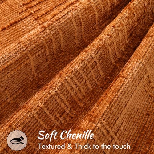 decorUhome Chenille Fall Throw Pillow Covers 22x22 Set of 2, Burnt Orange - Image 2