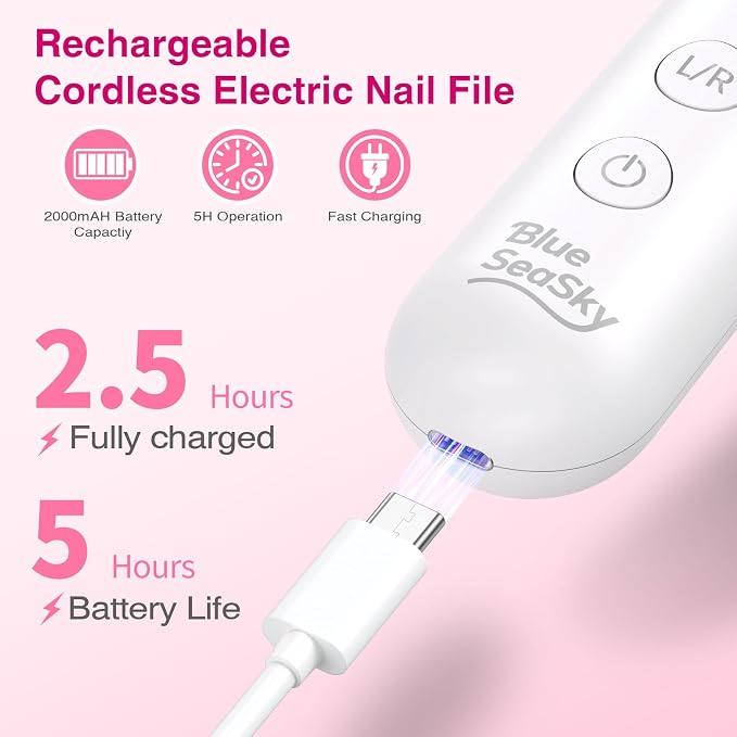 Professional Electric Nail Drill 2000mAH Portable Cordless Electric Nail File - Image 3