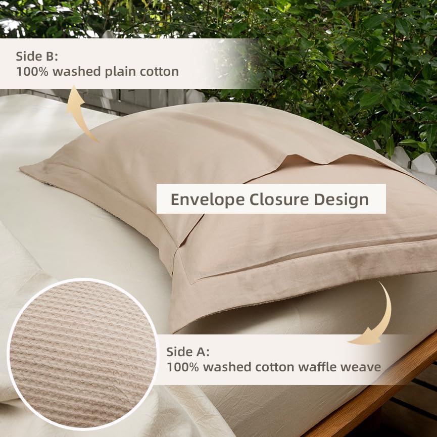 CHUFFED 100% Cotton Waffle Weave Pillowcases 2 Pack King Size, 20x36 Inches - Image 5