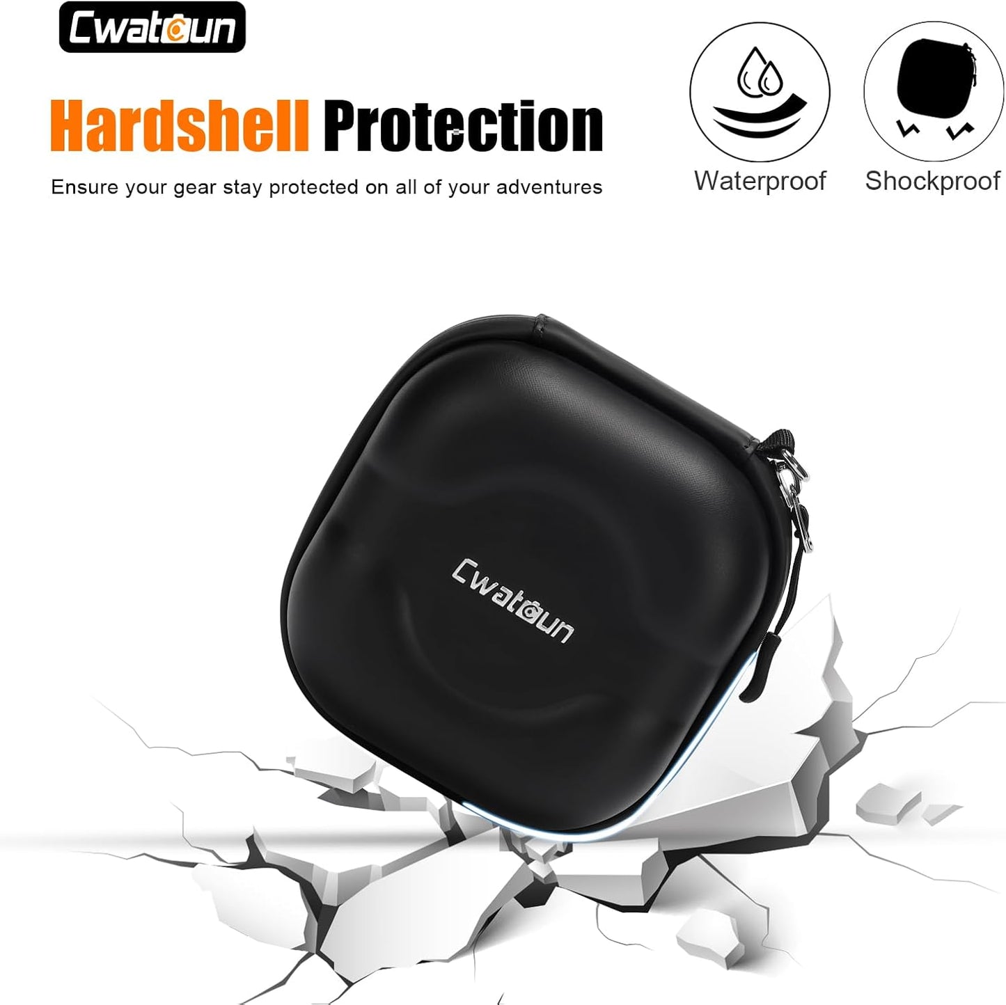 Cwatcun Hard Shell Lens Filter Case, Camera Filter Case for 7 Filters Up to 100mm with Hand Strap, Dustproof & Waterproof Camera Lens Filter Storage Case for ND UV CPL Filter Pouch