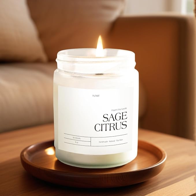 Sage Citrus Candles for Home Scented, 9oz Natural Soy Aromatherapy Non Toxic - Image 5