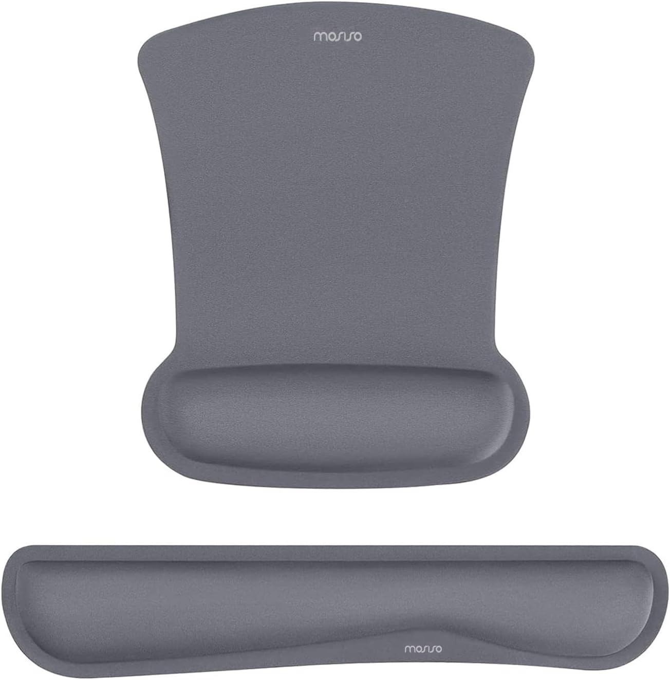 MOSISO Wrist Rest Support for Mouse Pad & Keyboard Set, Ergonomic Mousepad Non-Slip Base Home/Office Pain Relief & Easy Typing Cushion with Neoprene Cloth & Raised Memory Foam, Space Gray
