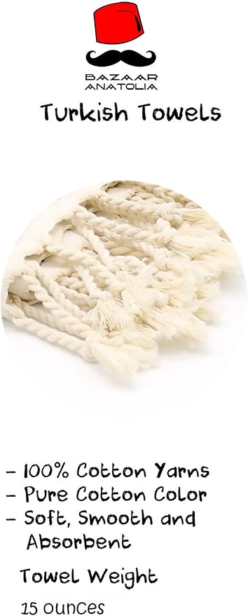 Bazaar Anatolia Turkish Beach Towel – 100% Cotton, Quick Dry, Sand Free Fall - Image 5