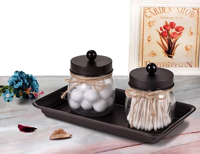 Vintage Farmhouse Decor Metal Vanity Tray, Countertop Guest Hand Towel Storage - Image 5