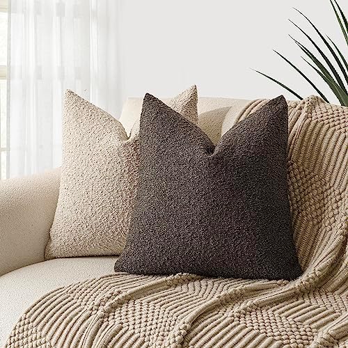 Foindtower Decorative Textured Boucle Throw Pillow Covers 18x18 Dark Brown - Image 5