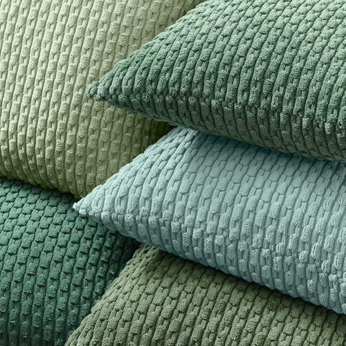 Kevin Textile Soft Corduroy 12"x24" Lumbar Pillow Cover 1 Pack, Moss Green - Image 4