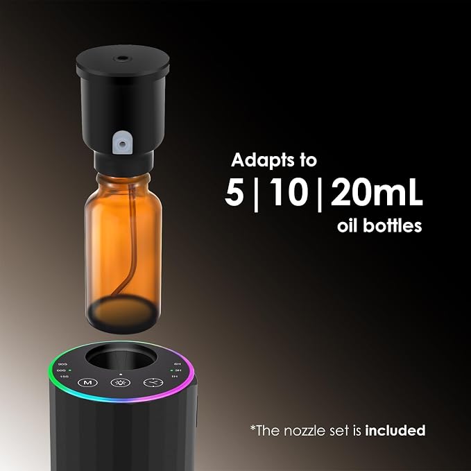Waterless Essential Oil Diffuser, 7 Colors LED Light, Battery Powered Mini - Image 7