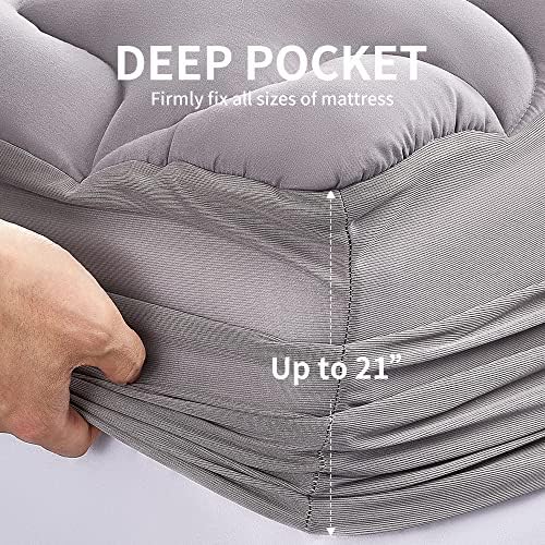 SLEEP ZONE Full Size Mattress Pad, Cooling Mattress Topper, Quilted Fitted - Image 6