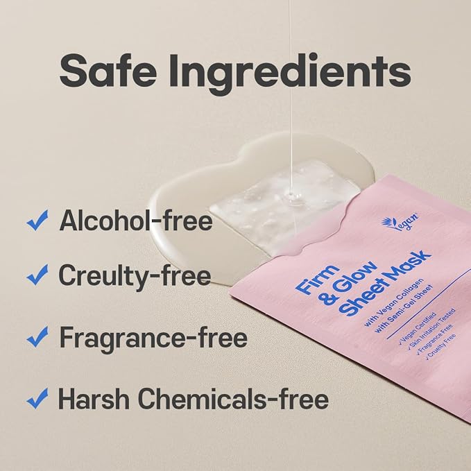 Firm & Glow Sheet Mask with Vegan Collagen Semi-Gel Sheet Biodegradable 100% - Image 4