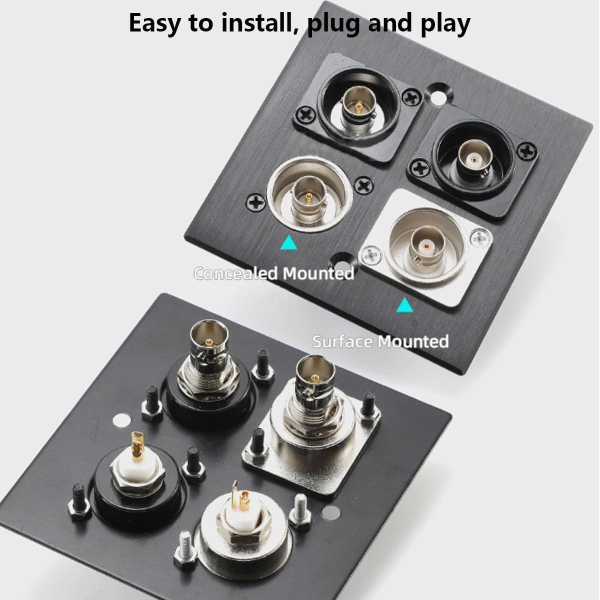 PENGLIN 2PCS BNC D Series Panel-Mount Connector, BNC Female to Female Adapter Bulkhead Connector, Coaxial Extension Coupler for Custom Communication & Surveillance Systems