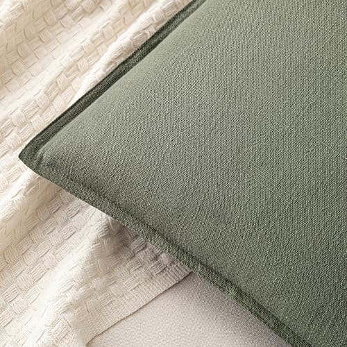 MIULEE Decorative Linen Pillow Covers 20x20 Inch Olive Green - Image 2