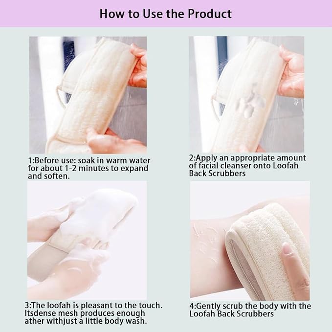 Extra-Long Natural loofah Back Scrubber, Long Back Scrubber - Image 4