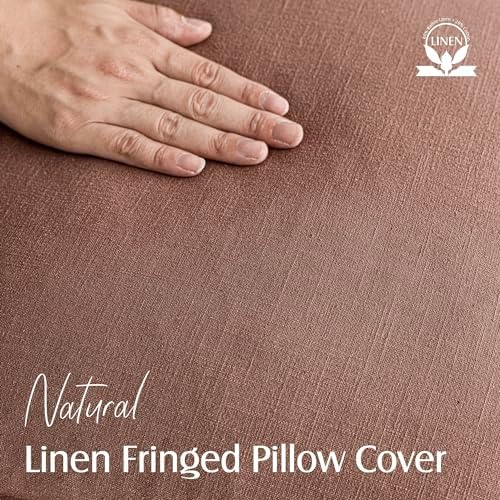 Foindtower Decorative Linen Fringe Throw Pillow Covers 16×16 Inch - Image 2