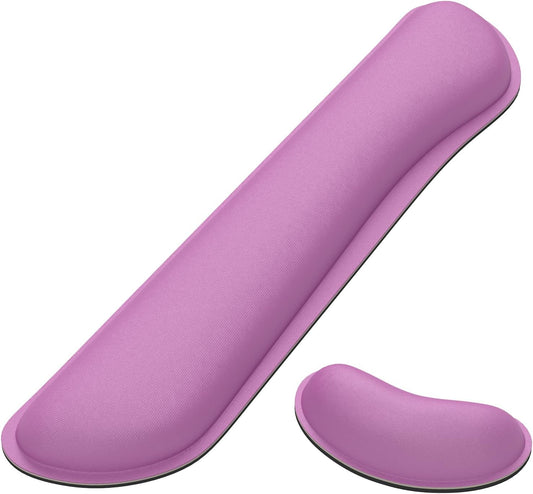 Dapesuom Enlarge Keyboard Wrist Rest, Memory Foam Wrist Cushion for Desk Mats Support, Cute Typing Pain Relief Keyboard Mouse Pad Rests Set with Non-Slip Base for Gaming Laptop Office, Radiant Orchid