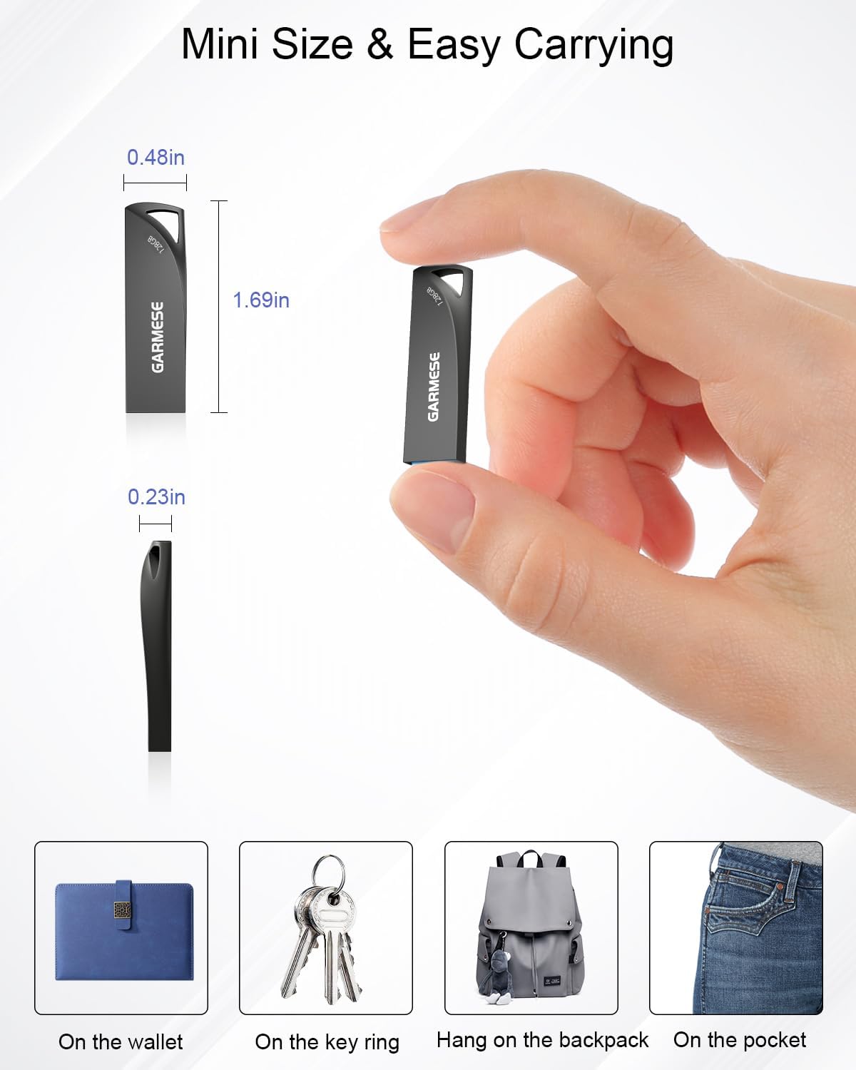 128GB USB Flash Drives, 2-Pack Waterproof Metal USB 3.0 Memory Stick, Slim Thumb Drive Portable Pen Drive with Keychain Hole Stylish Jump Drive for PC Computer