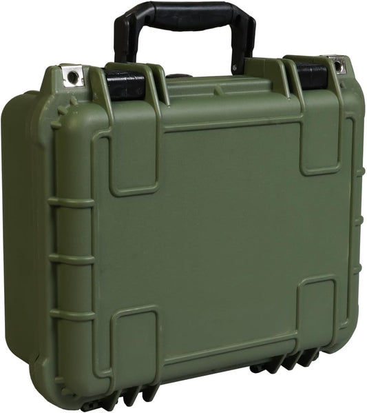 14x 11.5x 6.5 Inch Hard Case, Portable Weather Waterproof Protective Camera Case with Customizable Foam, Fit Use of Drones, Camera, Equipments, Green