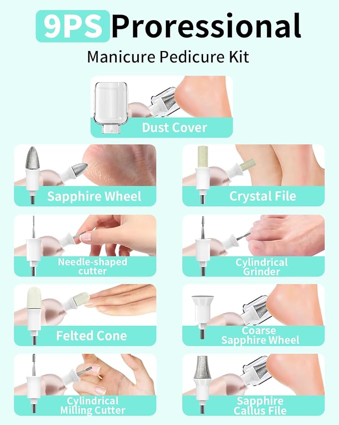 Manicure Pedicure Kit for Women, Professional Nail Grinder for Senior Thick - Image 6