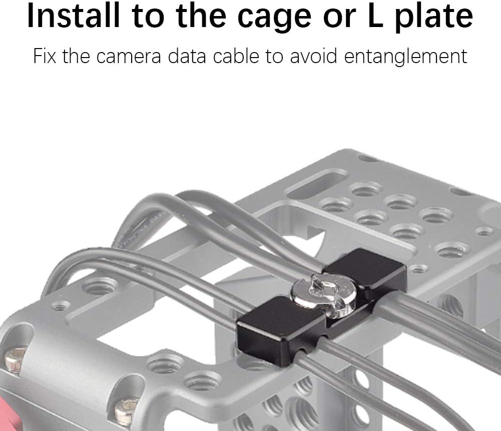Camera Cage Cable Clamp, CNC Integrated Mounting Clamp, 1/4" Universal Portable Cage Fitting Wire Clip for Camera Data Cable Management