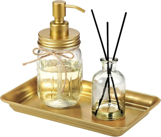 Vintage Farmhouse Decor Metal Vanity Tray, Countertop Guest Hand Towel Storage - Image 4