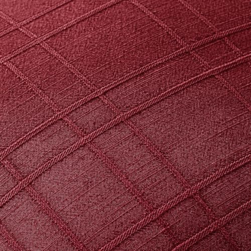 MIULEE Linen Plaid Pillow Covers Christmas Decorative Euro 24x24 Burgundy - Image 2