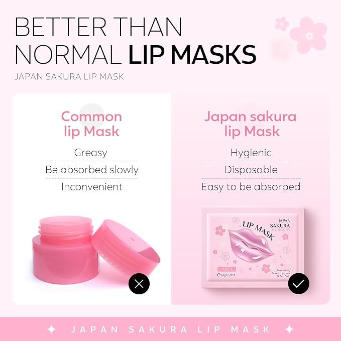 AKARY Sakura 10 Pieces Hydrating Lip Mask, Lip Sleep Mask Collagen Crystal Lip - Image 9