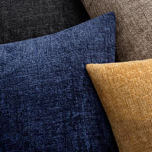 MIULEE Couch Pillow Covers Textured Chenille Home Decor 12x20 Navy Blue - Image 3