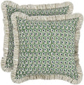 Ridhi Basil Green Block Print Ruffle Pillow Covers 20x20 Inch Set of 2 by Ridhi