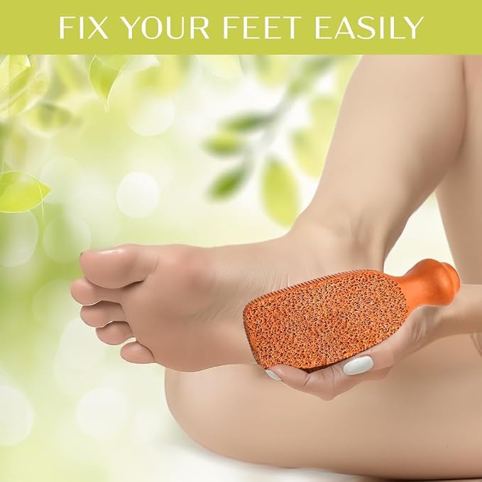 QUBA LINEN Pumice Stone for Feet – 2-Sided Terra Cotta Foot Scrubber, Natural - Image 5