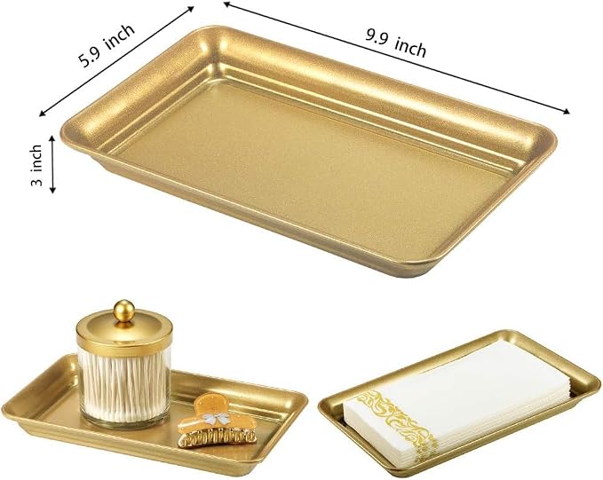 Vintage Farmhouse Decor Metal Vanity Tray, Countertop Guest Hand Towel Storage - Image 3