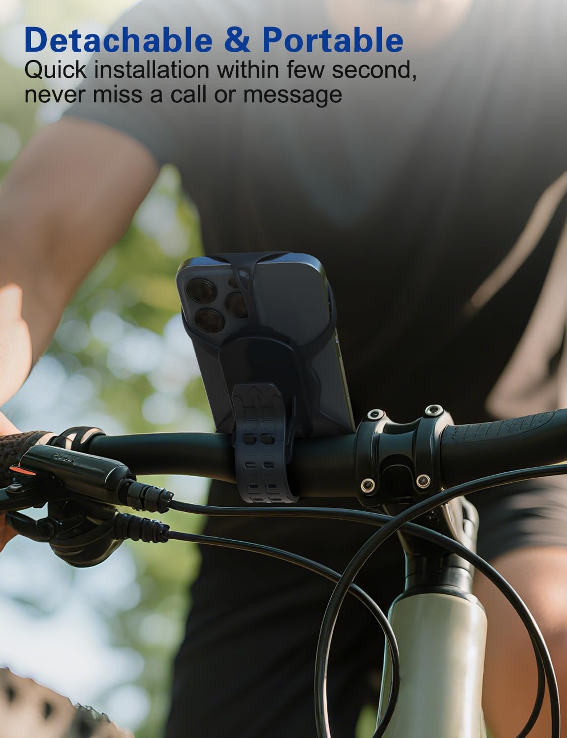 Bike Phone Holder, Motorcycle Cell Phone Mount- 360° Rotatable, Silicone Bicycle Phone Mount for Motorcycle Bicycle Scooter, for 15 Pro Max / 14/13, S10 and More 4.7-6.8" Phone