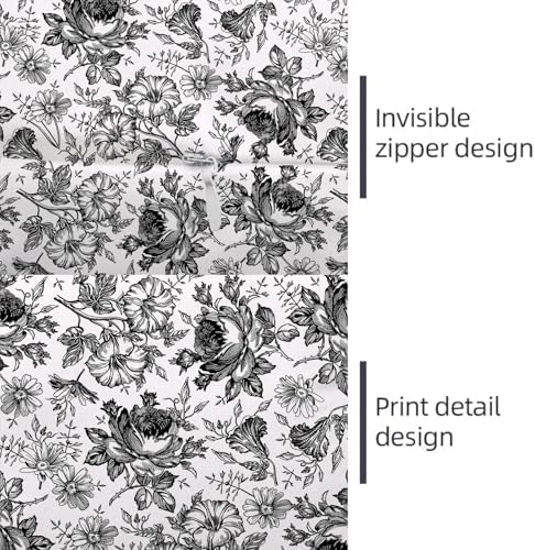 Black and White Porcelain Floral Throw Pillow Cases Queen Size Set of 2 - Image 6