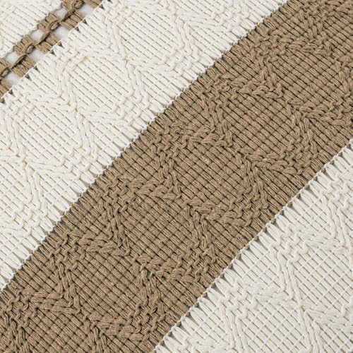 Fancy Homi Set of 1 Boho Light Brown Lumbar Decorative Throw Pillow Cover 12x20 - Image 4