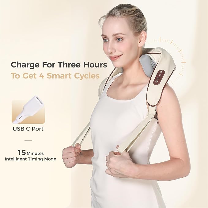 KppeX 4D Deep Cordless Neck Massager Pillow, Shiatsu Shoulder Massager - Image 5