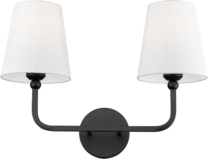 2-Light Bathroom Light Fixtures, Matte Black Vanity Lights, Double Wall Sconce by Metwet