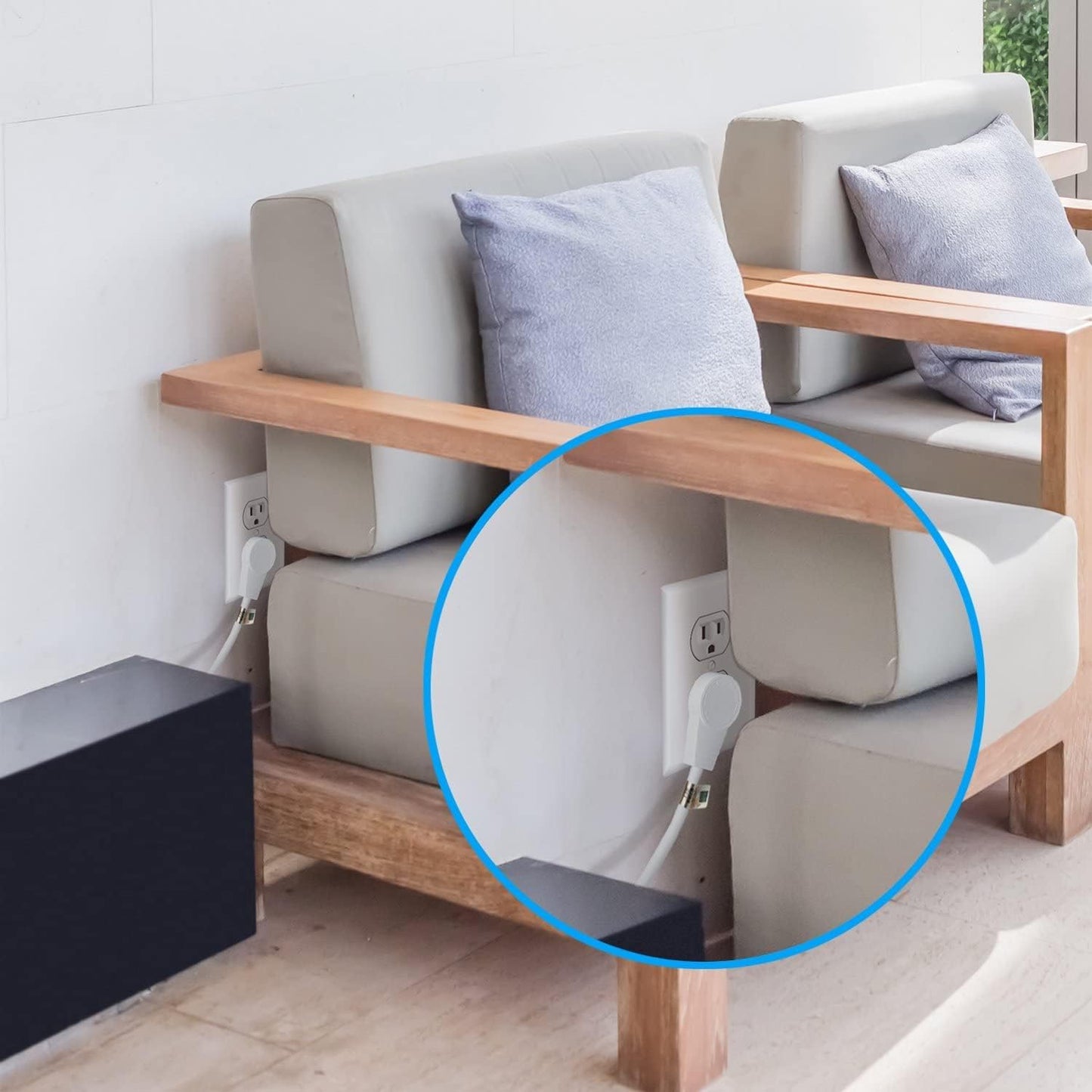 Maximm Monitor Computer Power Cord 3 Ft Flat Plug 360° Rotating PC Cable 3 Prong for, Desktop, Printer, Scanner, 16 AWG NEMA 5-15P to IEC13 - UL Certified