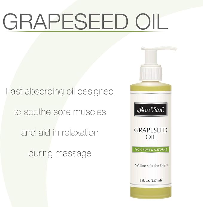 Bon Vital' Grapeseed Oil, 100% Pure Skin Toner and Massage Oil, - Image 3