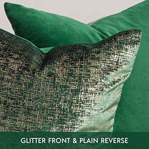 Phantoscope Pack of 2 Sparkling Velvet Decorative Throw Pillow Covers Soft Gold - Image 2
