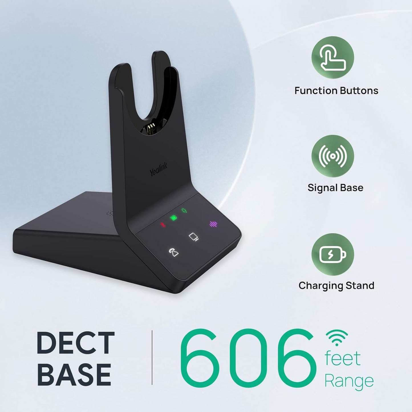 Yealink WH64 Mono Teams Wireless Headset, DECT & Bluetooth Dual-Mode 606 ft Range Headphones with 3X Mic, 26 Talk Time, Office Work Headset for Desk IP Phone, PC,Cell Phone