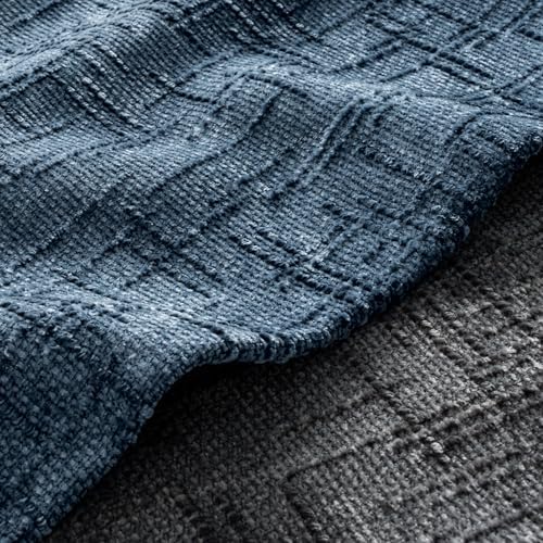 MIULEE Slubby Textured Decorative Euro Throw Pillow Covers Navy Blue 24x24 - Image 2