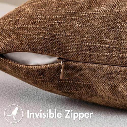 MIULEE Textured Chenille Throw Pillow Covers 18x18 Inch Honey Brown - Image 6
