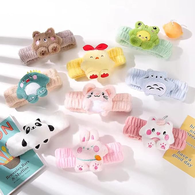 PERFECTSIGHT Kawaii Spa Headband Set, 2 Pack Cute Soft Coral Fleece Makeup and - Image 7