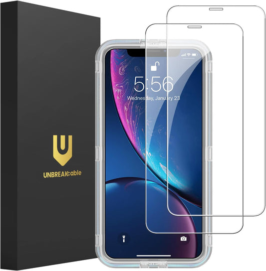 UNBREAKcable Screen Protector for iPhone 11/iPhone XR [2-Pack], Double Shatterproof Tempered Glass [Easy Installation Frame] [9H Hardness] [99.99% HD Clear] [Bubble Free] for iPhone 6.1 Inch